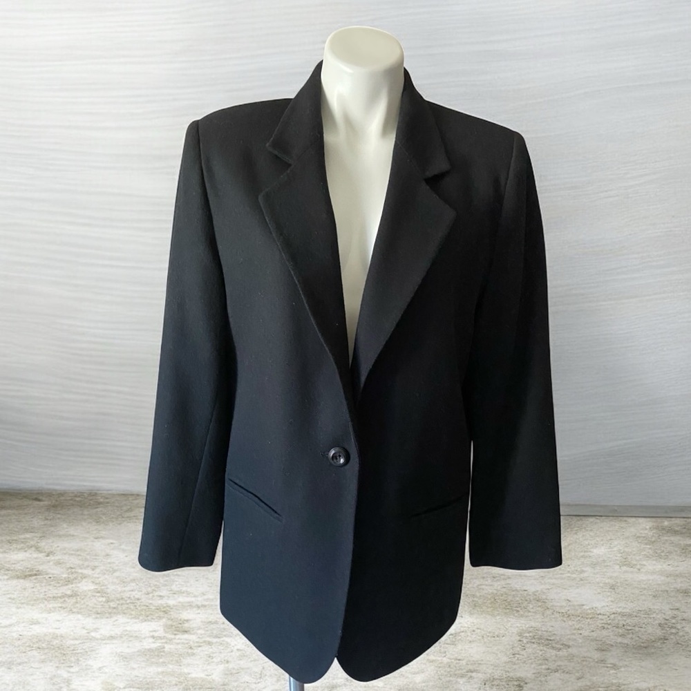 Vintage Sag Harbor Black Women's 100% New Wool Blazer Size 10